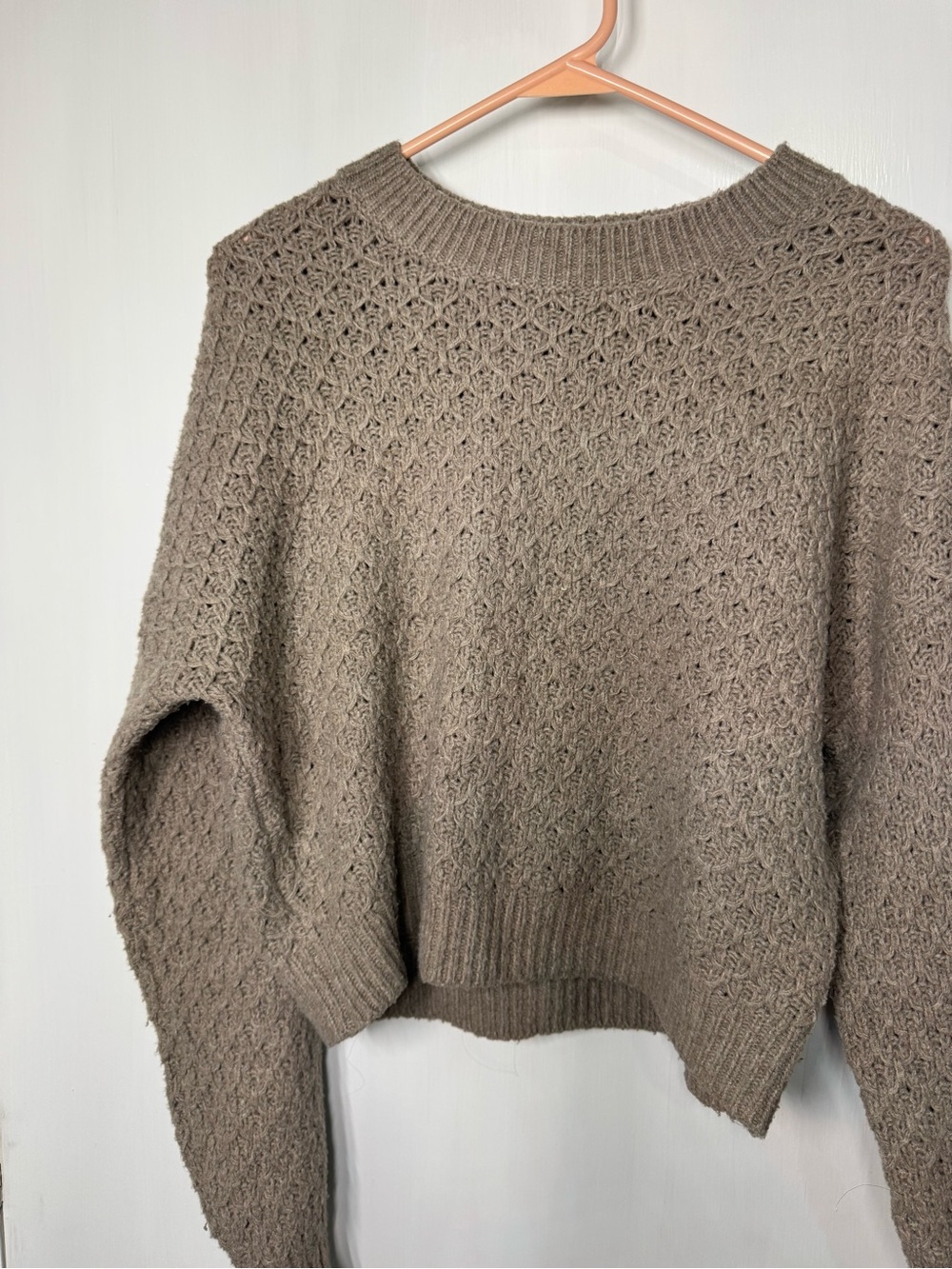 Hollister Textured Crewneck Sweater - Taupe